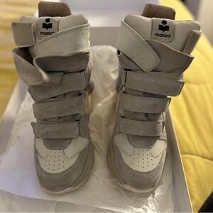 Isabel Marant Gray and Cream High-Top Sneakers